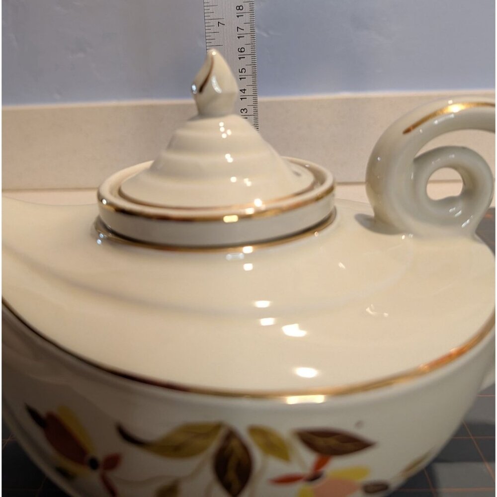 Halls Superior Autumn Leaf Aladdin Teapot Gold Trim Infuser - Picture 16 of 16